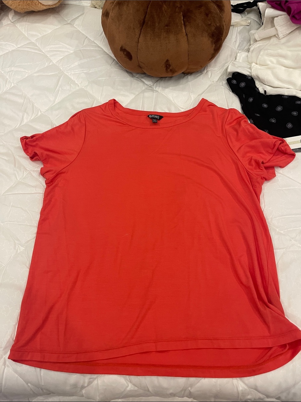 A New Day Women's Short Sleeve Crew Neck Top - Bright Coral